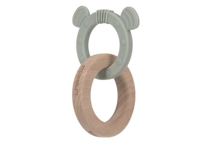Teether Ring 2in1 Wood/Silikone Little Chums